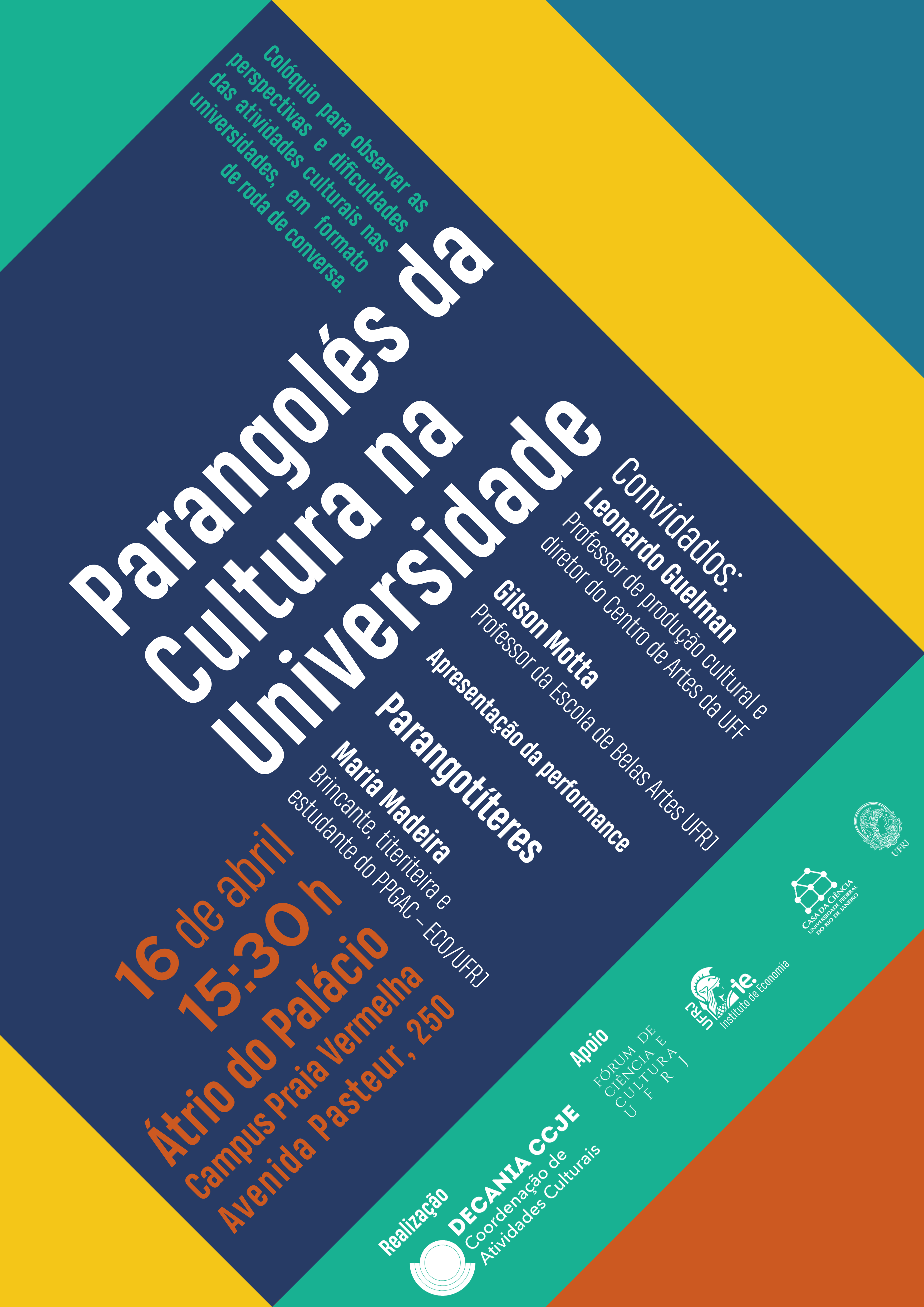 Colóquio Parangolés da Cultura na Universidade é remarcado para dia 16/04