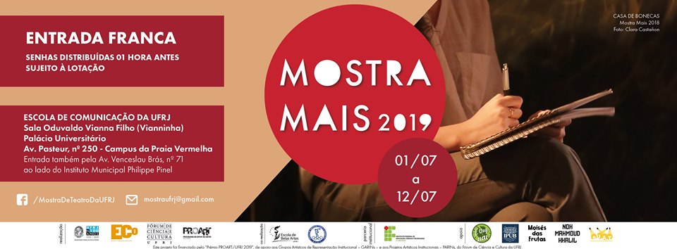 Mostra Mais 2019 apresenta os experimentos dos alunos de Direção Teatral da UFRJ